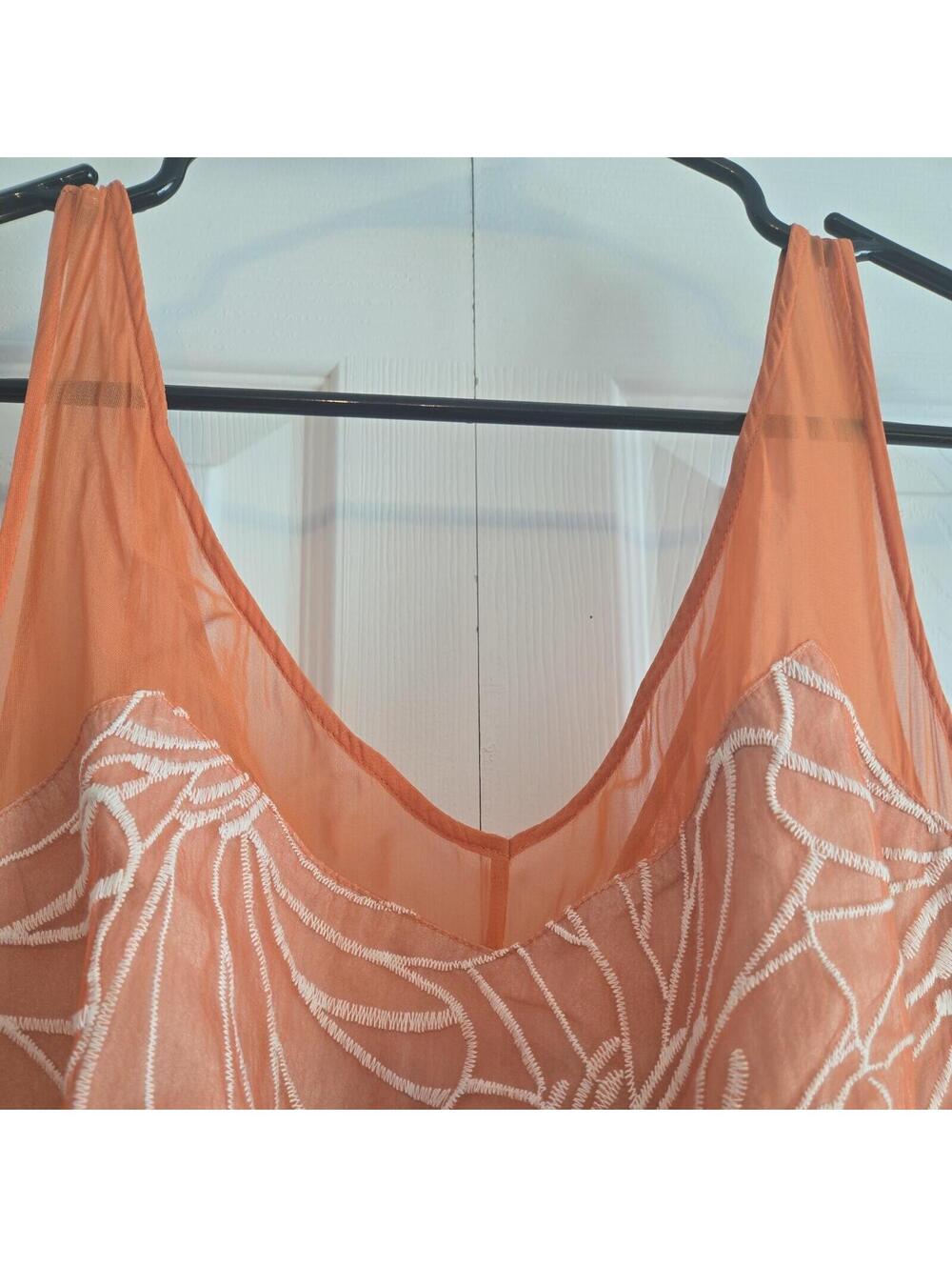 Moulinette Soeurs Anthropologie Dress Size 8 Orange Floral Embroidered Boho - Picture 4 of 9